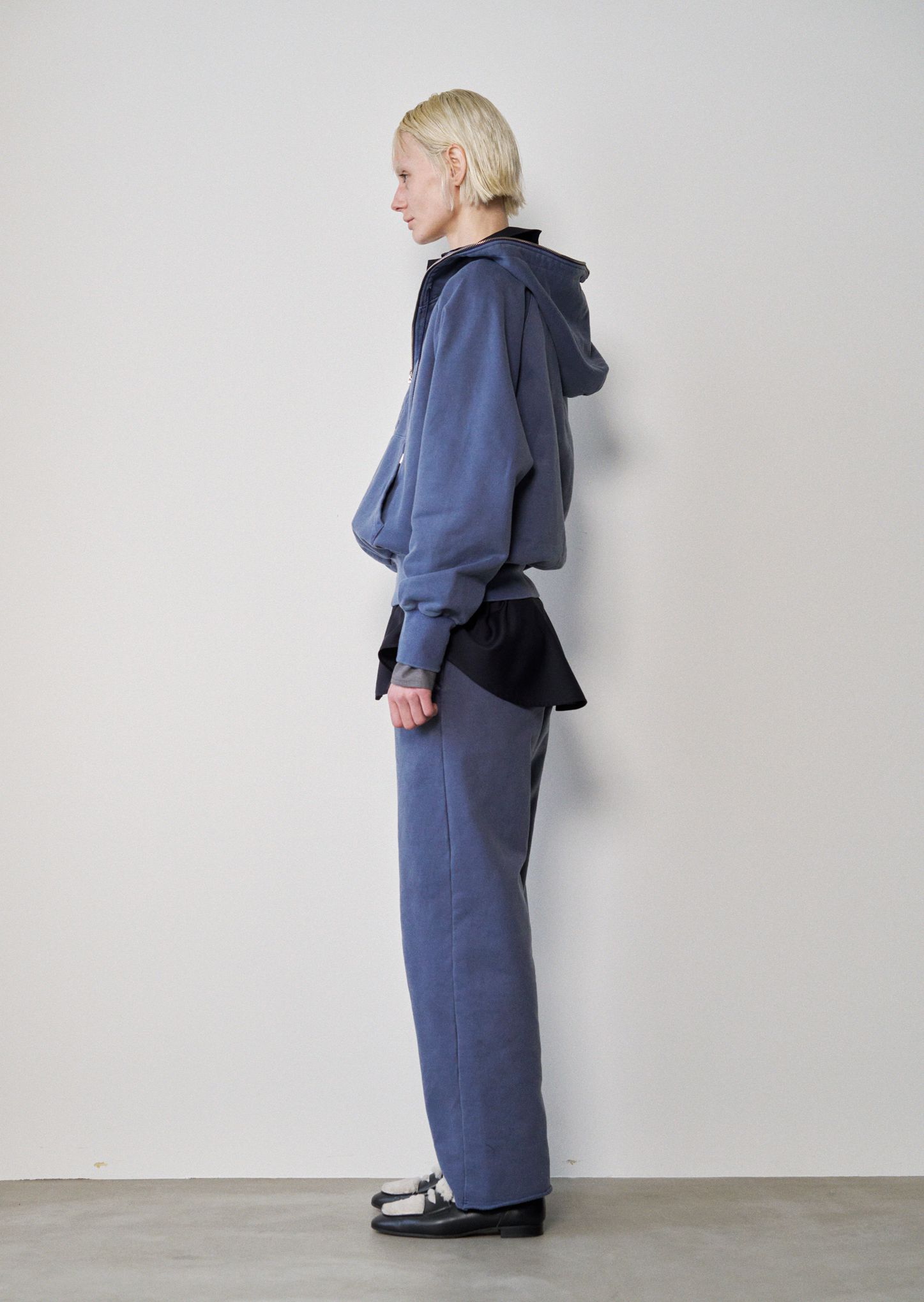 rocessed Half-Zip Sweat Hoodie（NAVY）