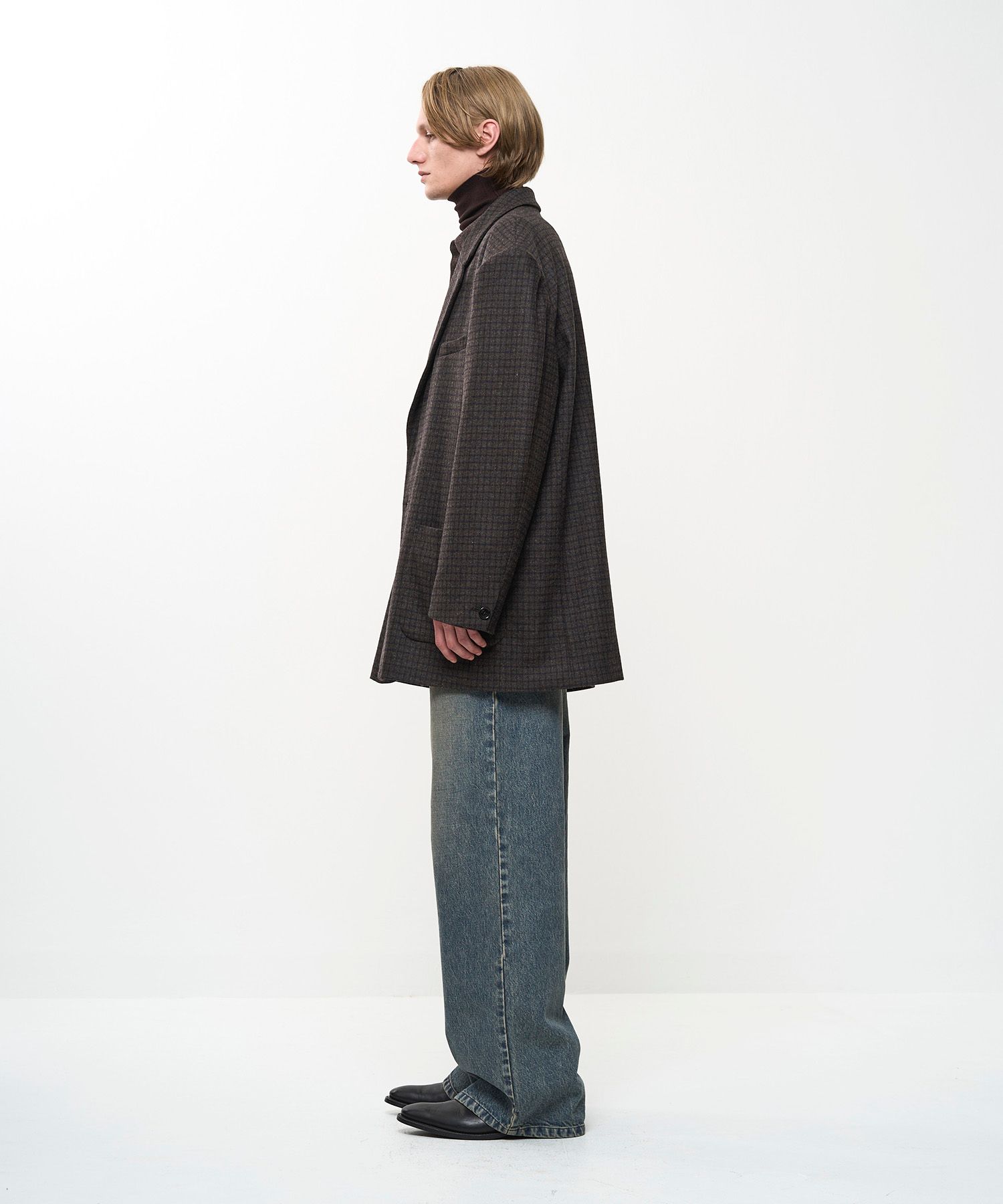 OVERSIZED CHECK JACKET（BROWN）