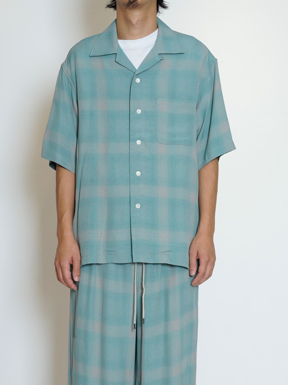 OPEN COLLOR S/S SHIRTS（GREEN)