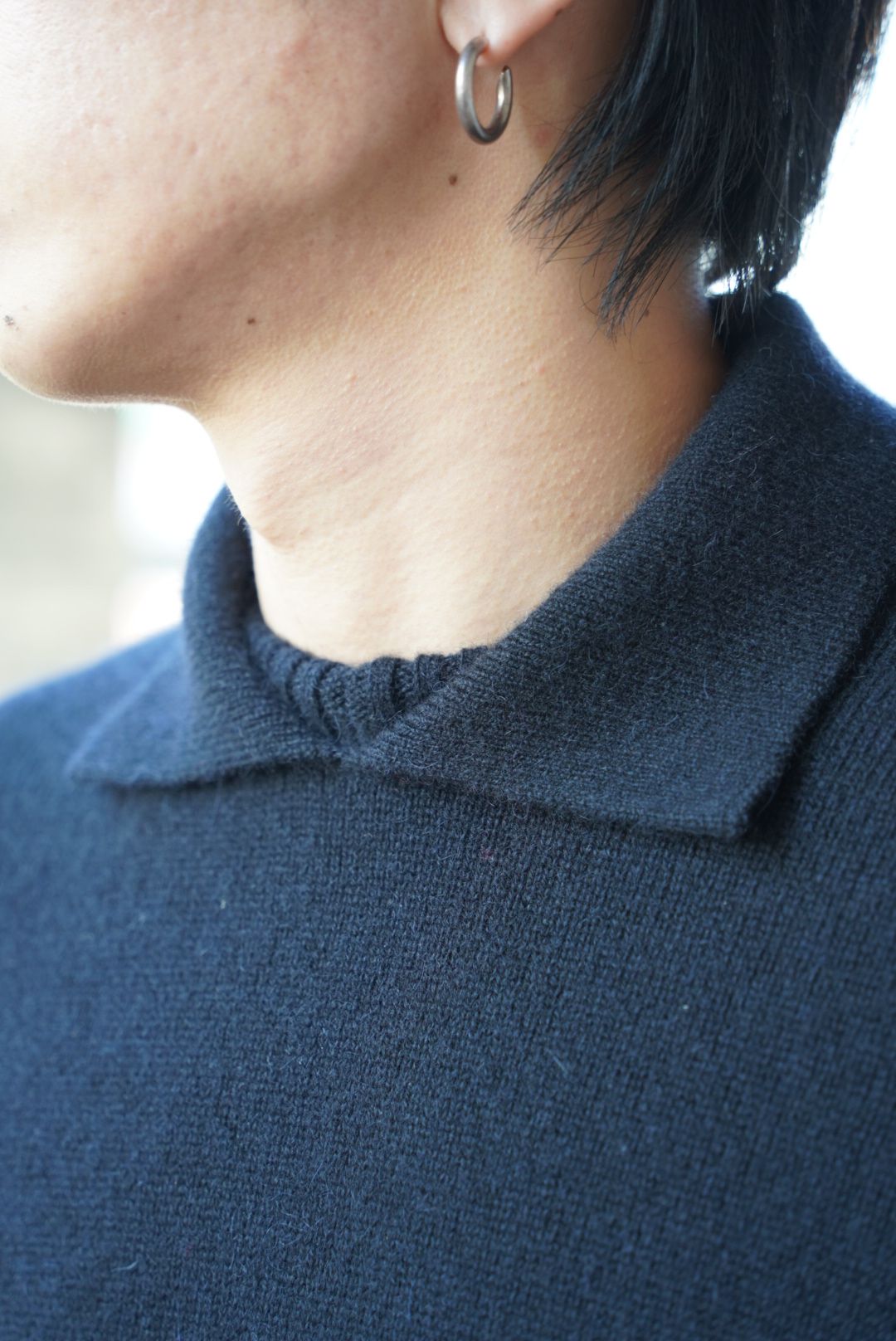 ALPACA POLO COLLAR KNIT SHIRT（BLACK）