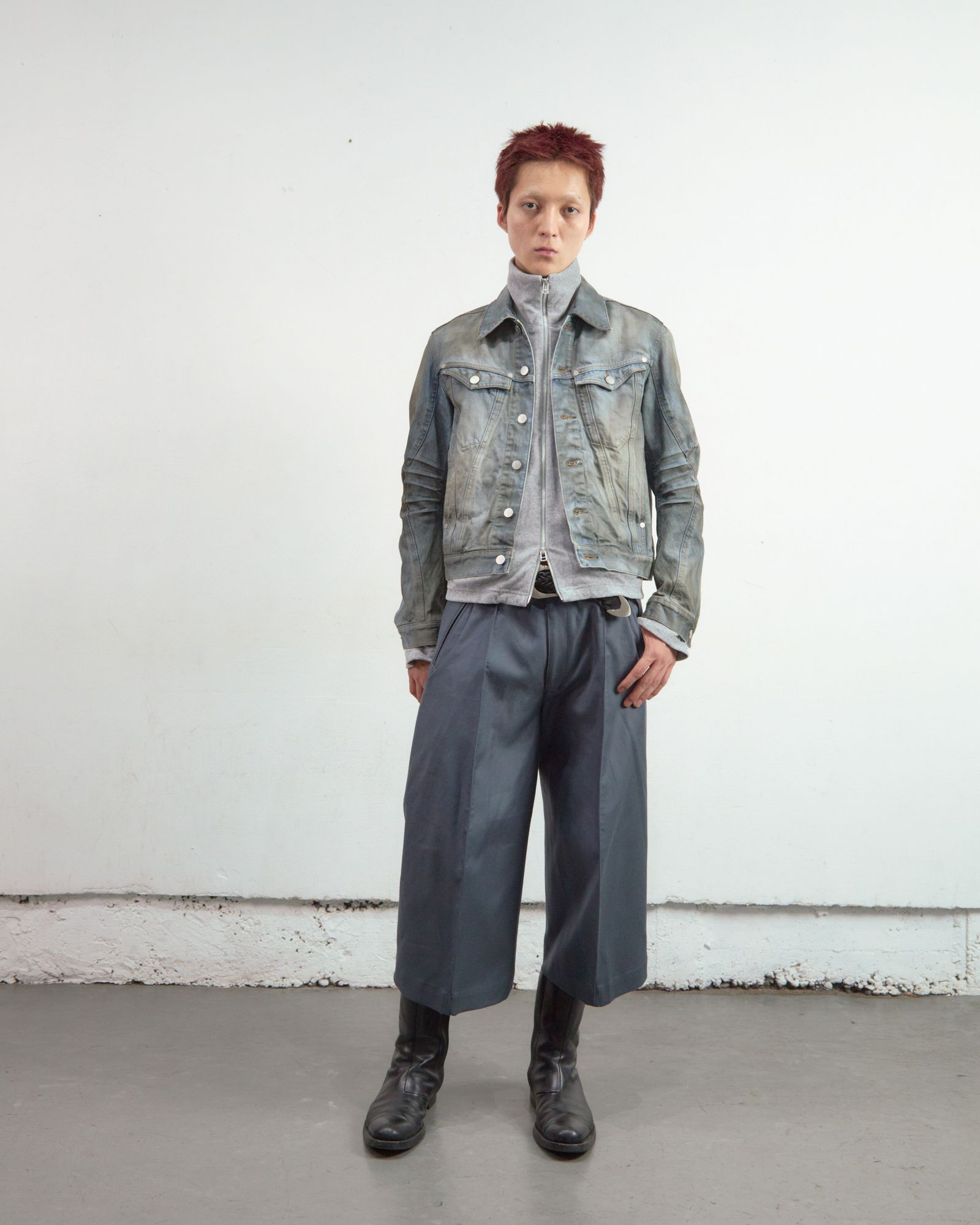 S CURVED UTILITY CAPRI TROUSERS（SLATE BLUE）