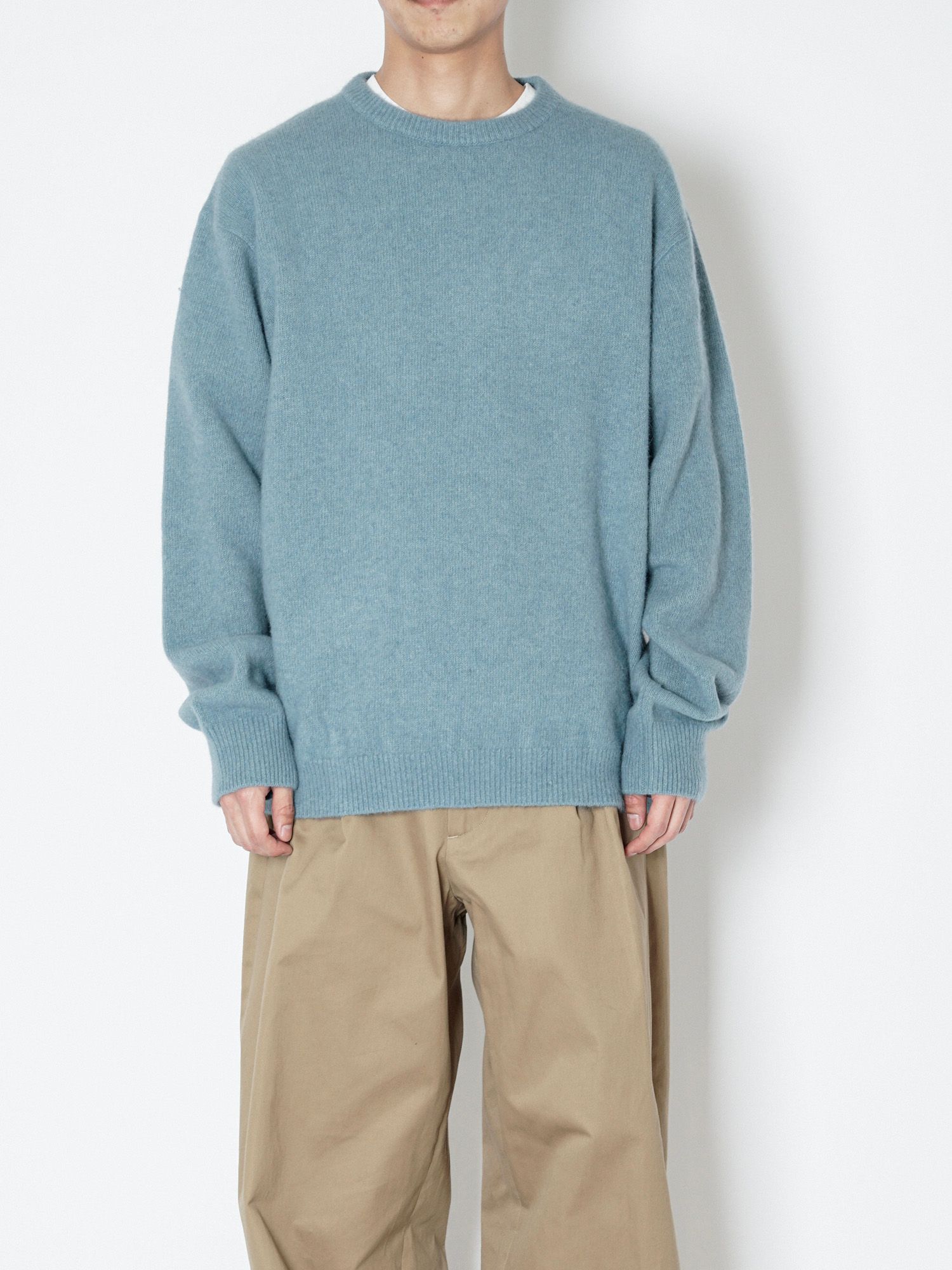 FOX CREW NECK KNIT（BLUE）
