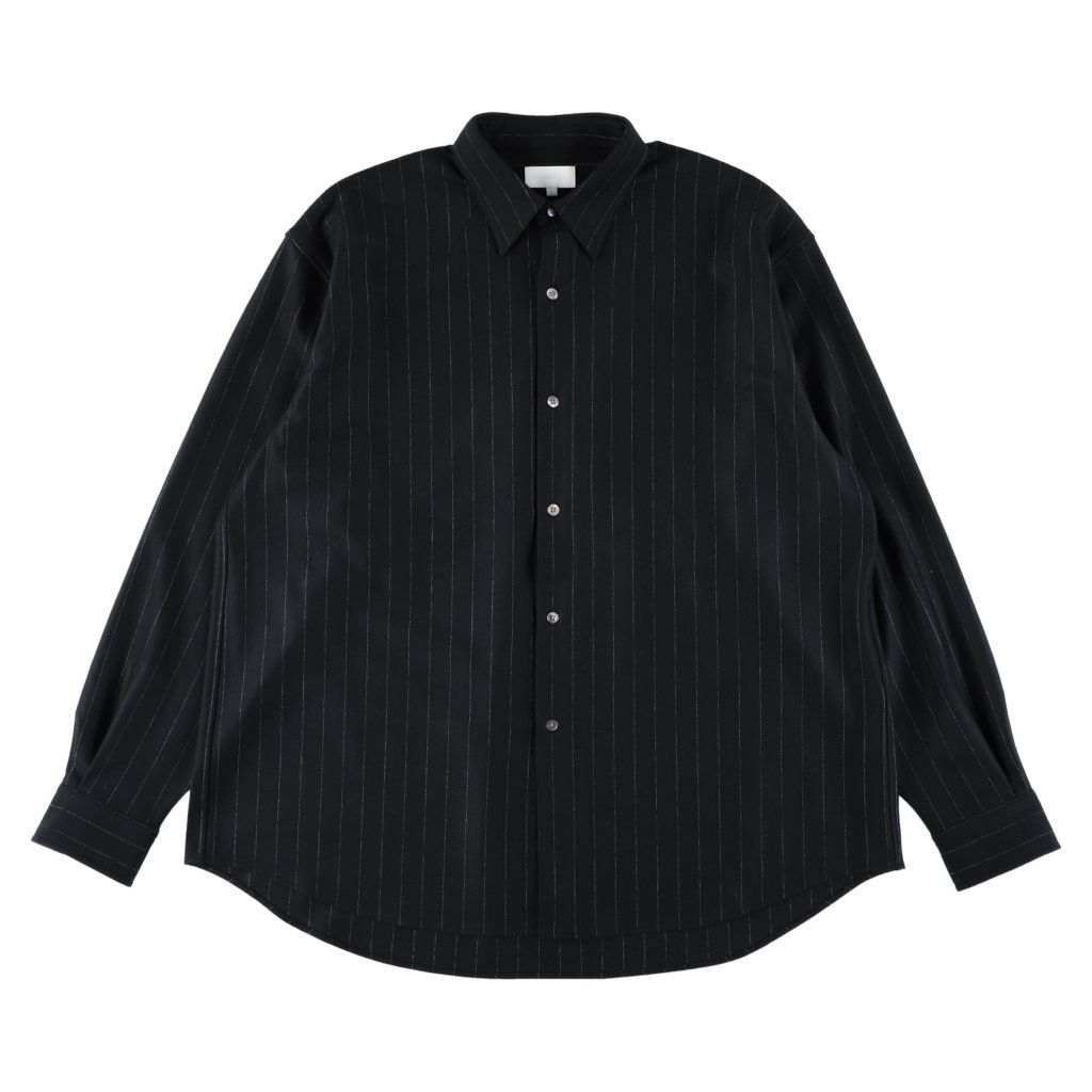 36G Wool Stripe Ideal Shirt（BLACK）
