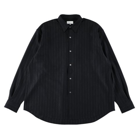 36G Wool Stripe Ideal Shirt（BLACK）