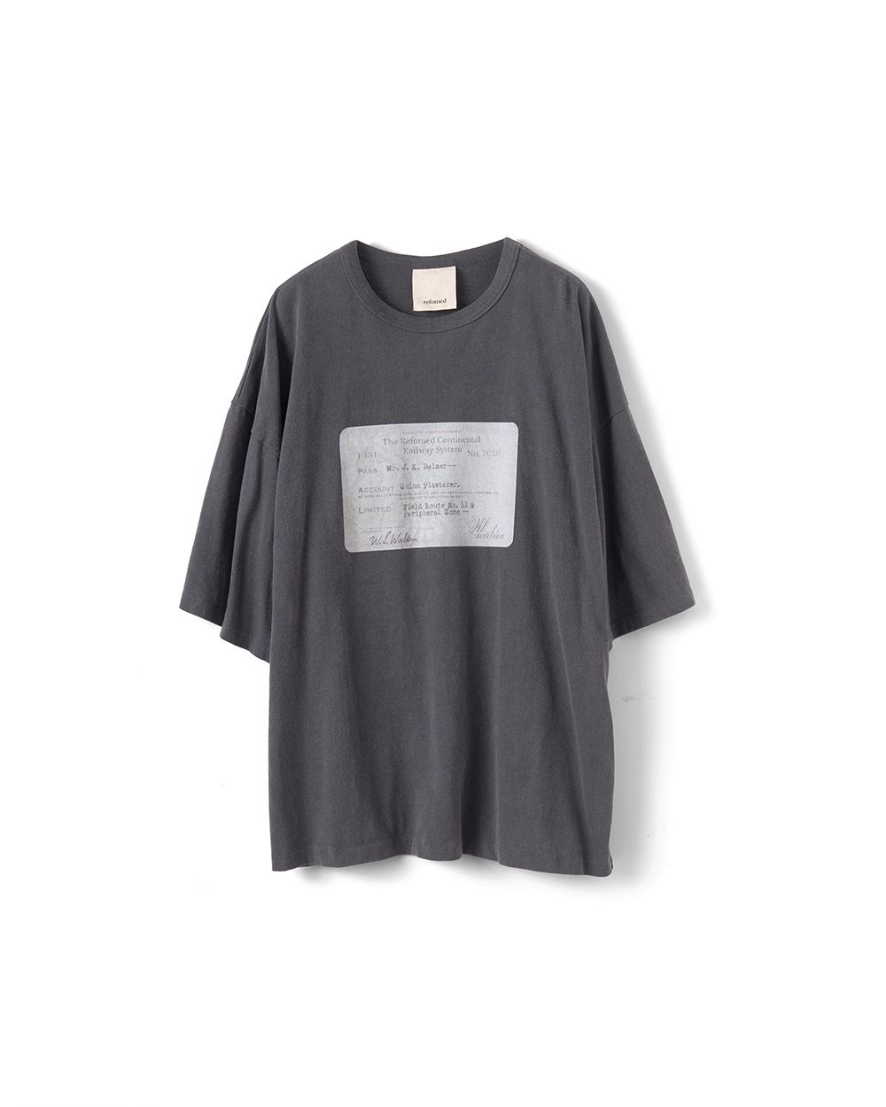 RAILWAY TICKET TEE（CHARCOAL）