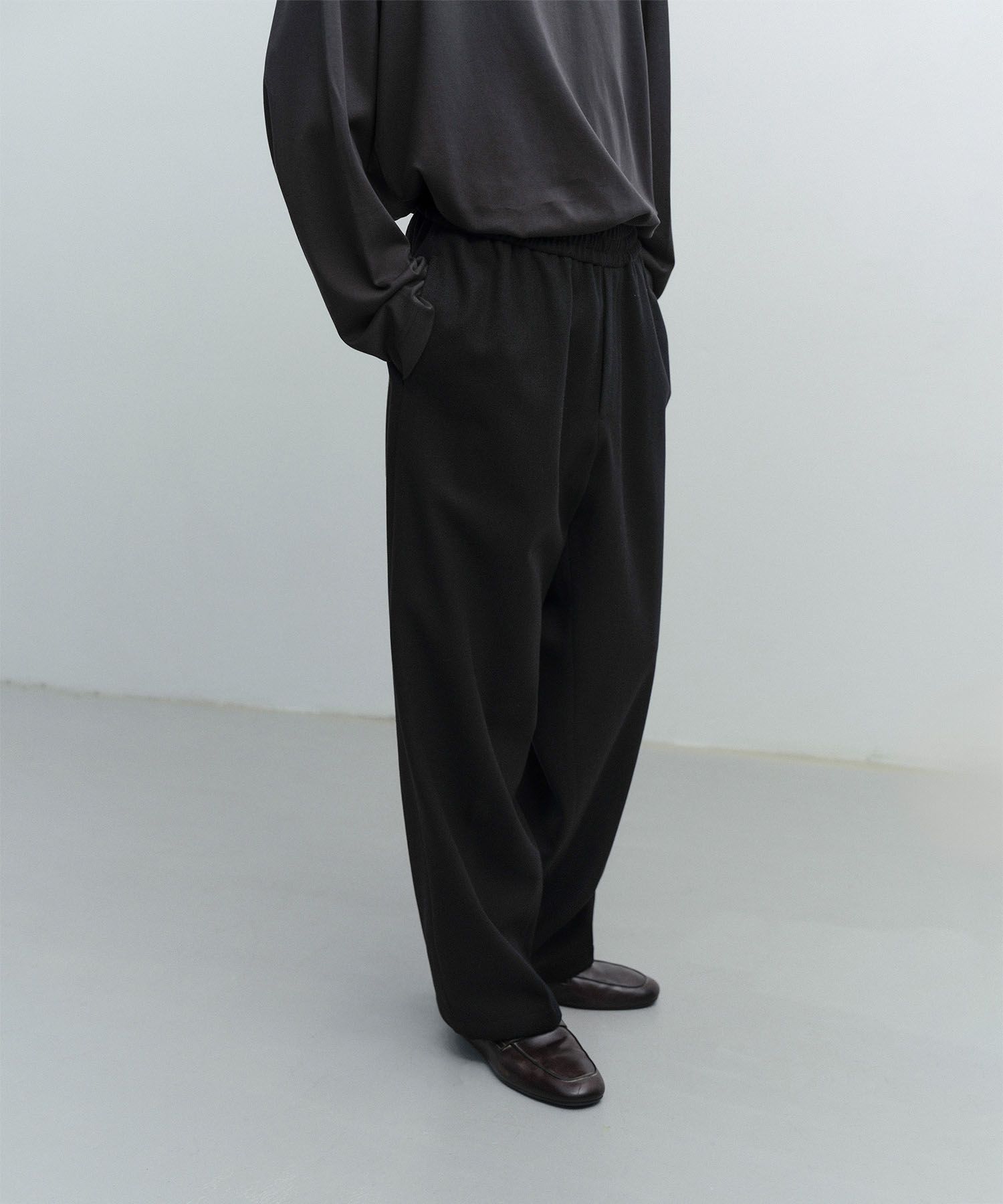 Cashmere Banding Easy Pants（BLACK）