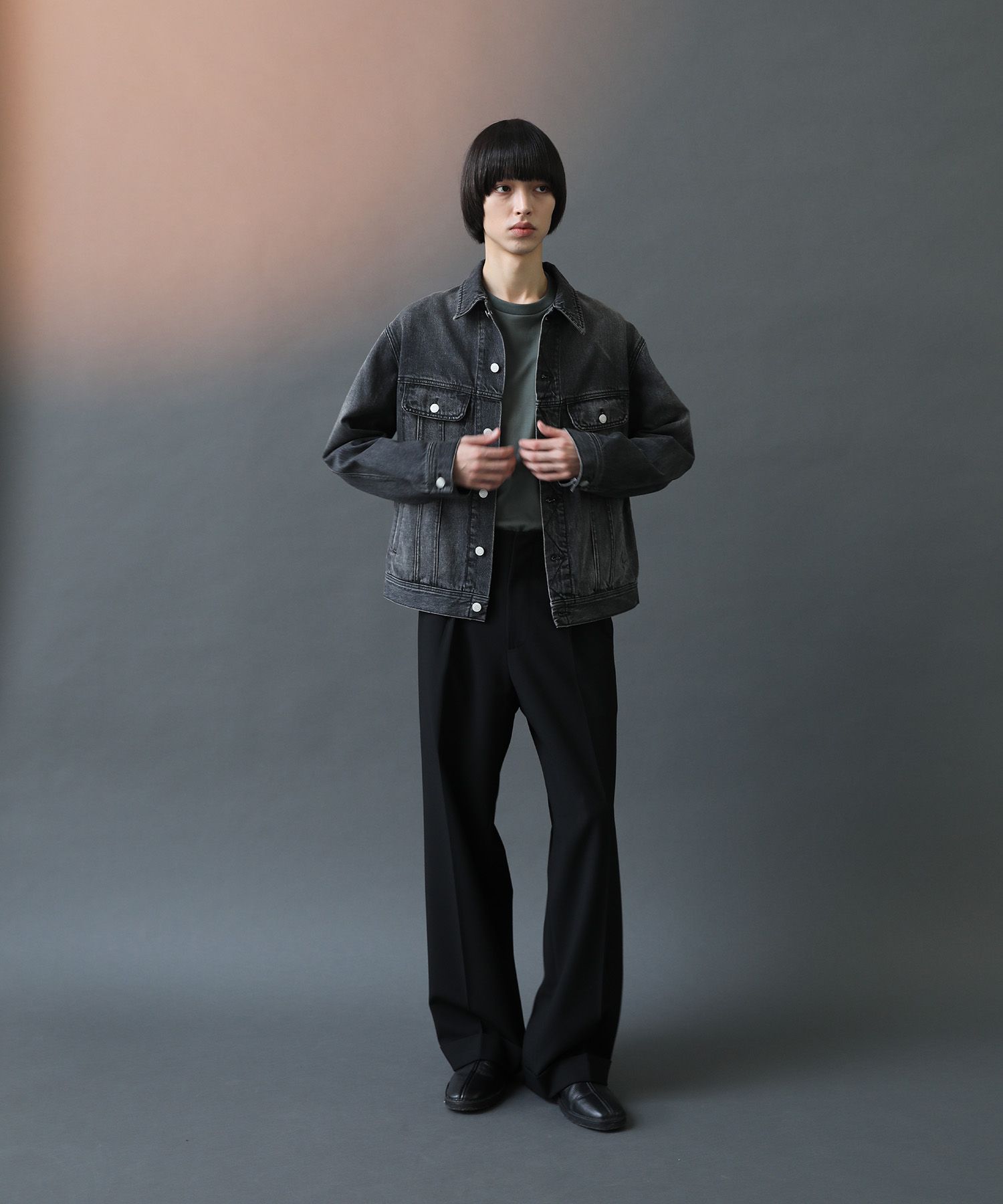 Flow Wide Turn-up Pants（BLACK）