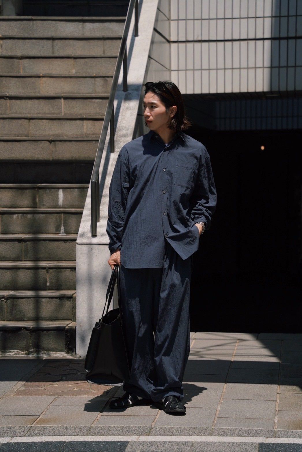 COTTON NYLON BROWSING PANTS（DALL NAVY）