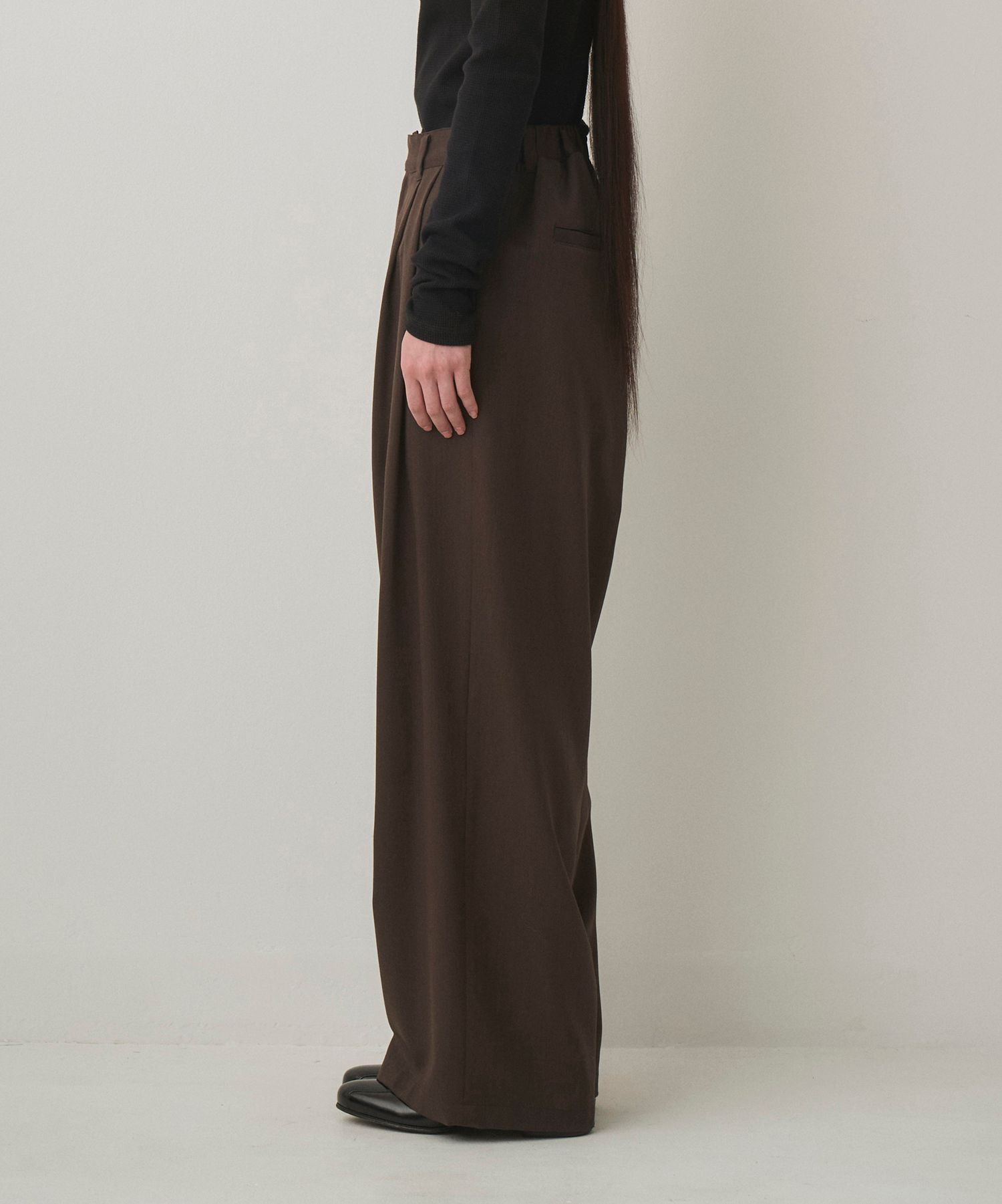 2TUCK WIDE EASY PANTS（BROWN）