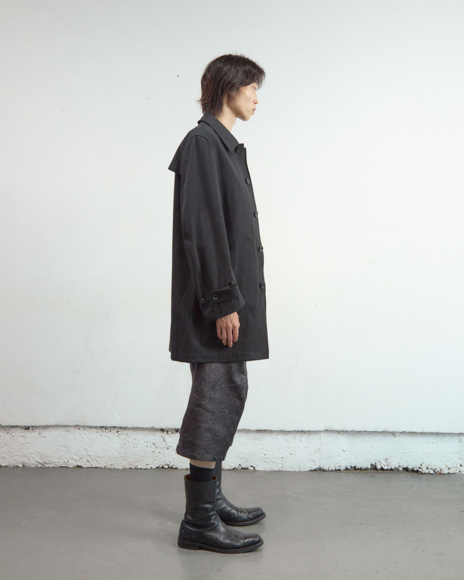 GLITTER TWILL 3D TWISTED JORTS（BLACK）