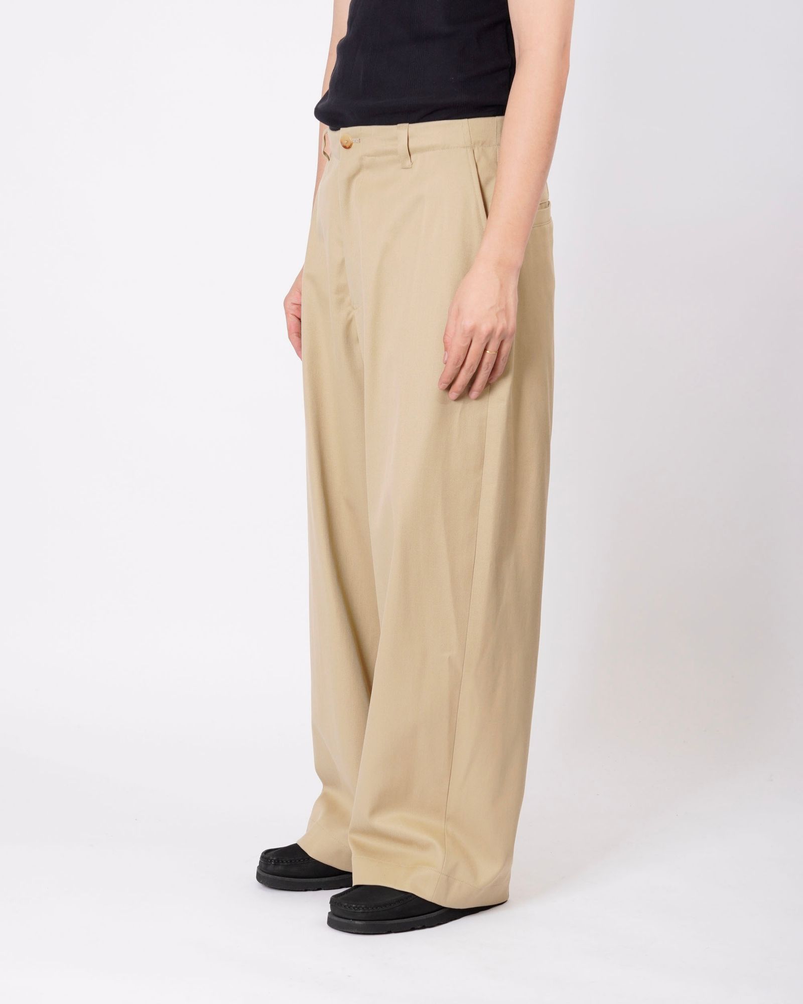 COTTON WOOL WIDE TROUSERS（BEIGE）