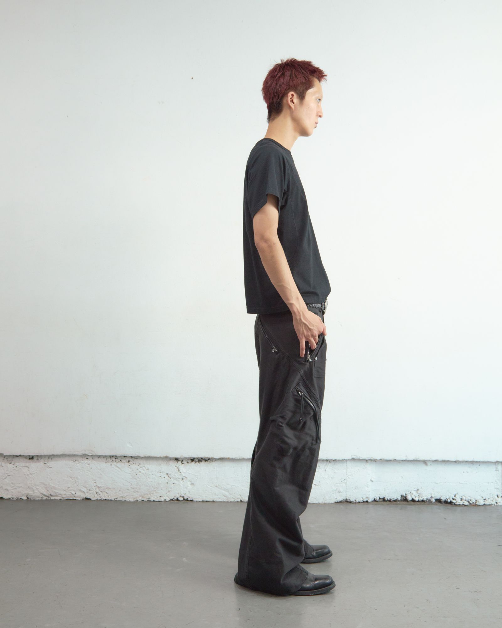 PANELLED HALF SLEEVE T-SHIRT（BLACK）