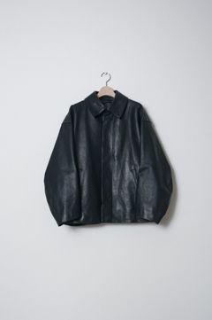 Leather Wide Elbow Coat（BLACK）