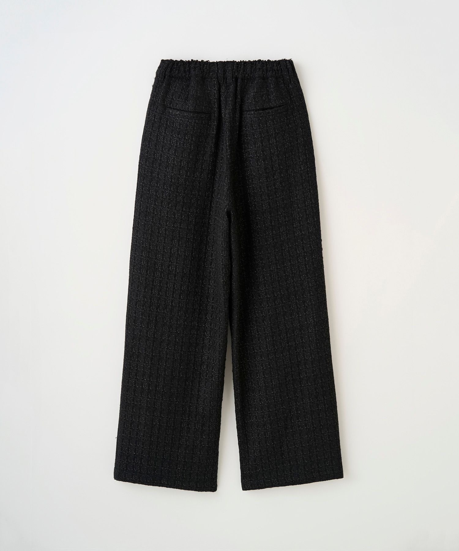2TUCK WIDE SUMMER TWEED PANTS（BLACK）