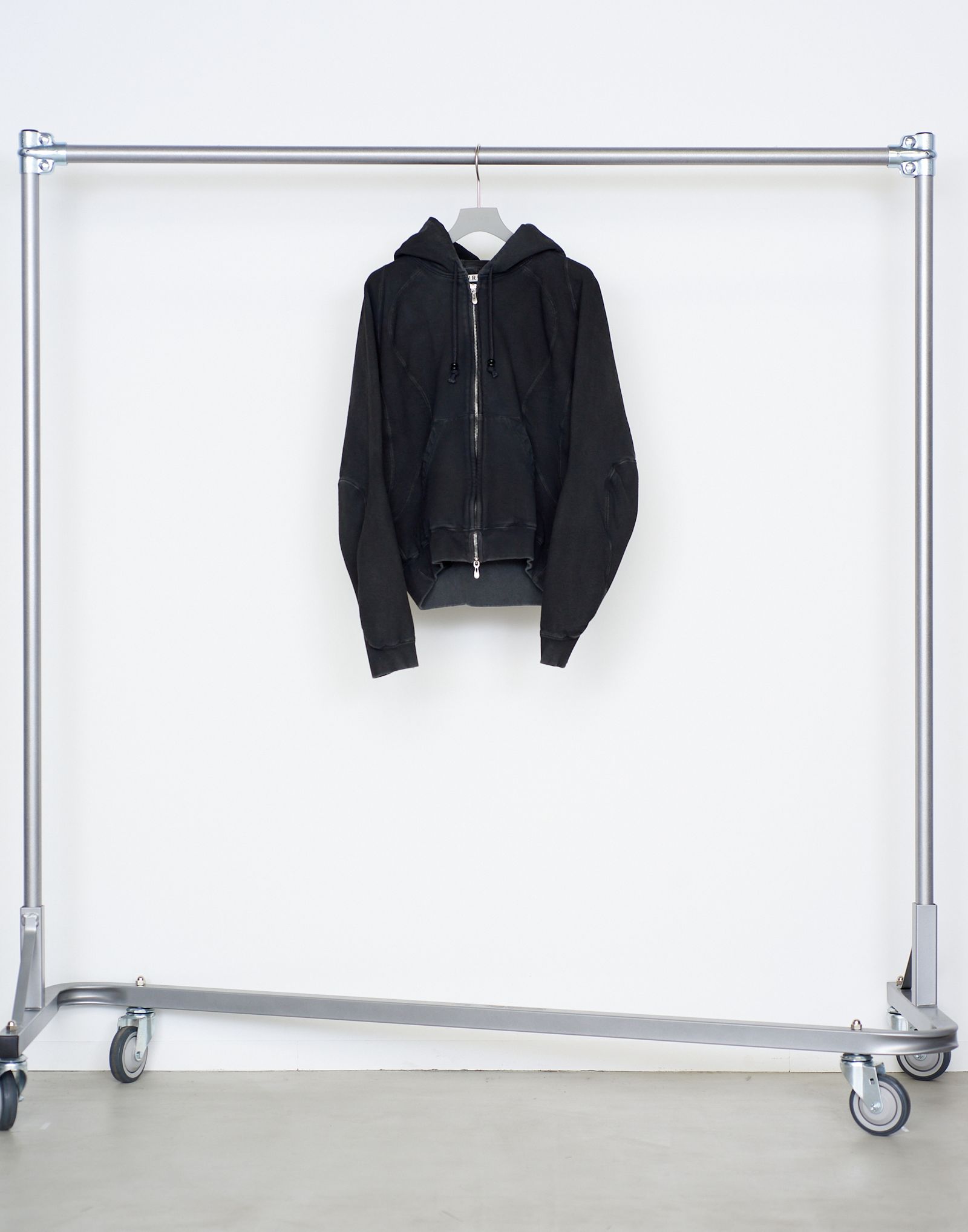 PANELED ZIP UP HOODIE（FADED BLACK）