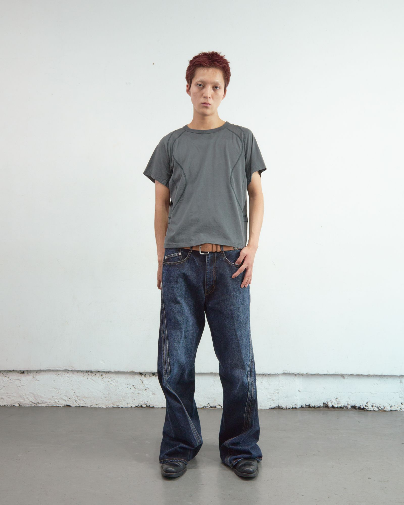 3D TWISTED WIDE LEG JEANS（DARK FADED INDIGO）