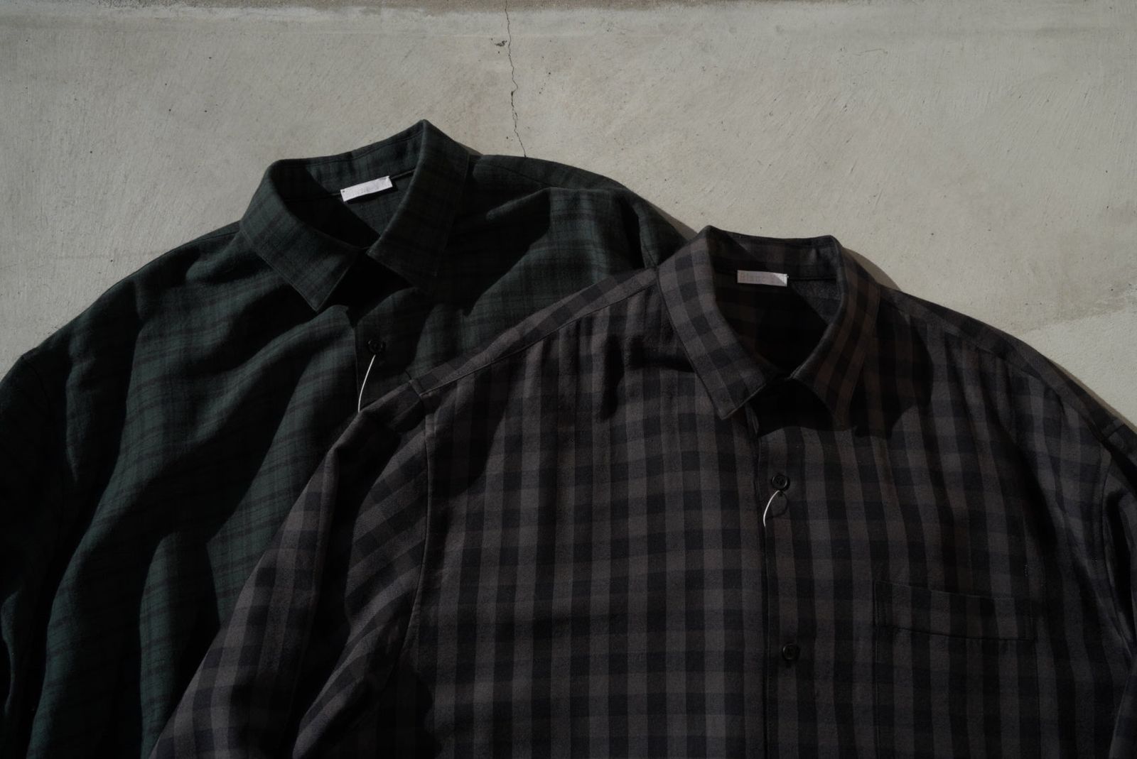Blanc YM(ブランワイエム)Silk Plaid Wide Shirts
