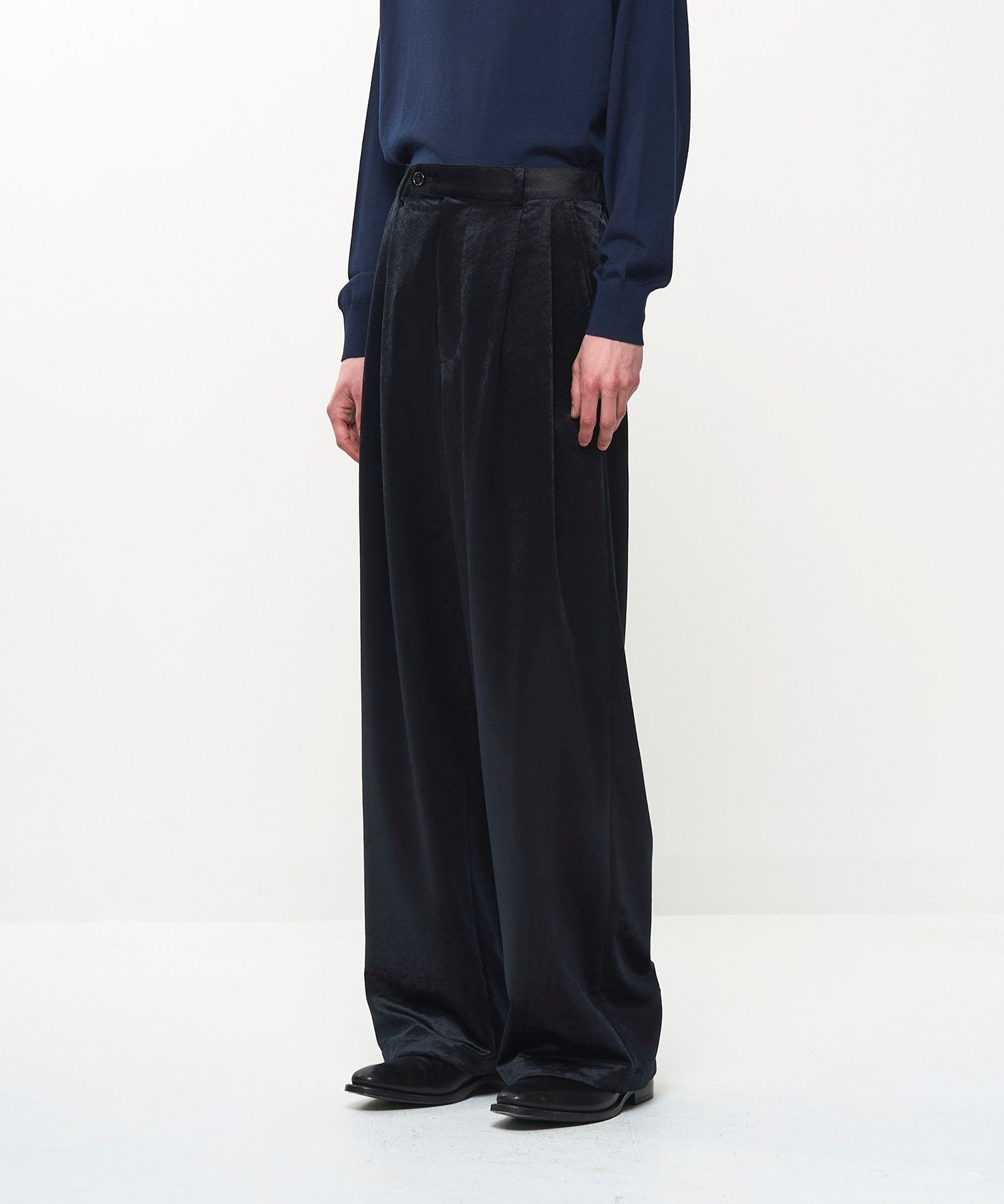 2TUCK WIDE EASY PANTS（BLACK）