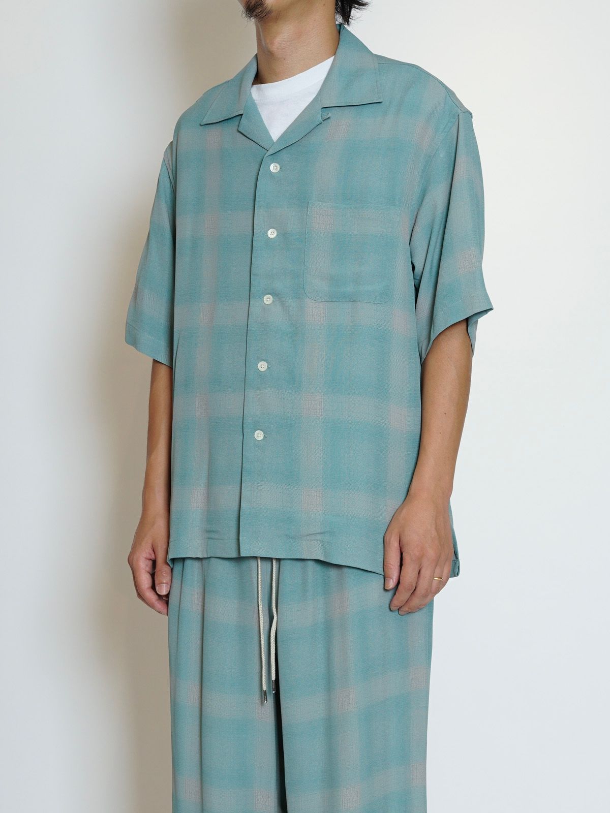 OPEN COLLOR S/S SHIRTS（GREEN)