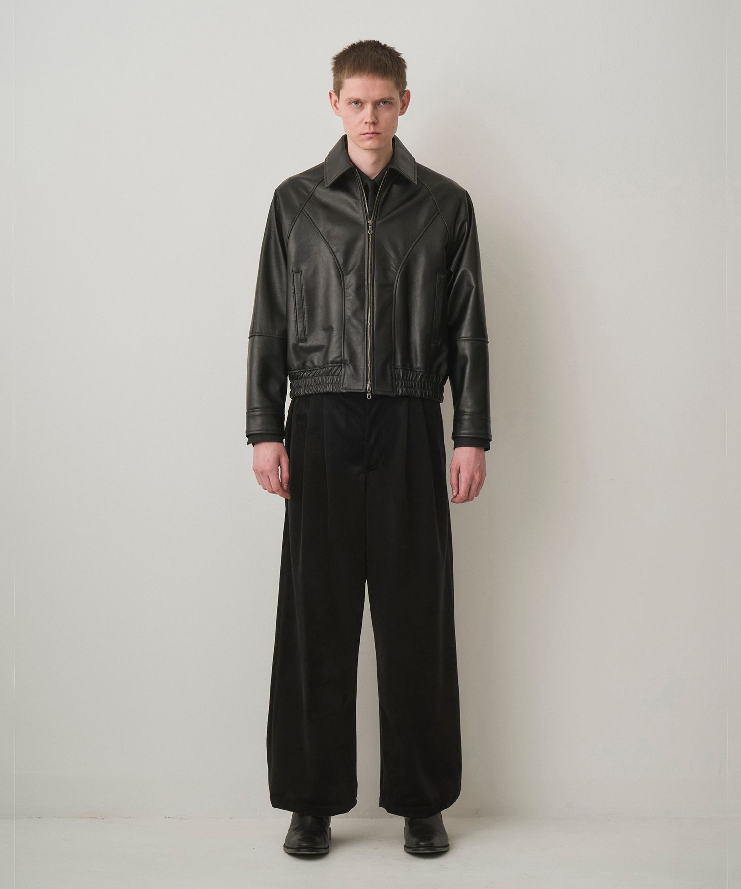 VEIL LEATHER JACKET（BLACK）
