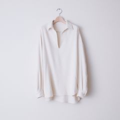 SILK COTTON SKIPPER SHIRTS（WHITE）