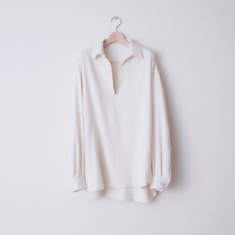 SILK COTTON SKIPPER SHIRTS（WHITE）