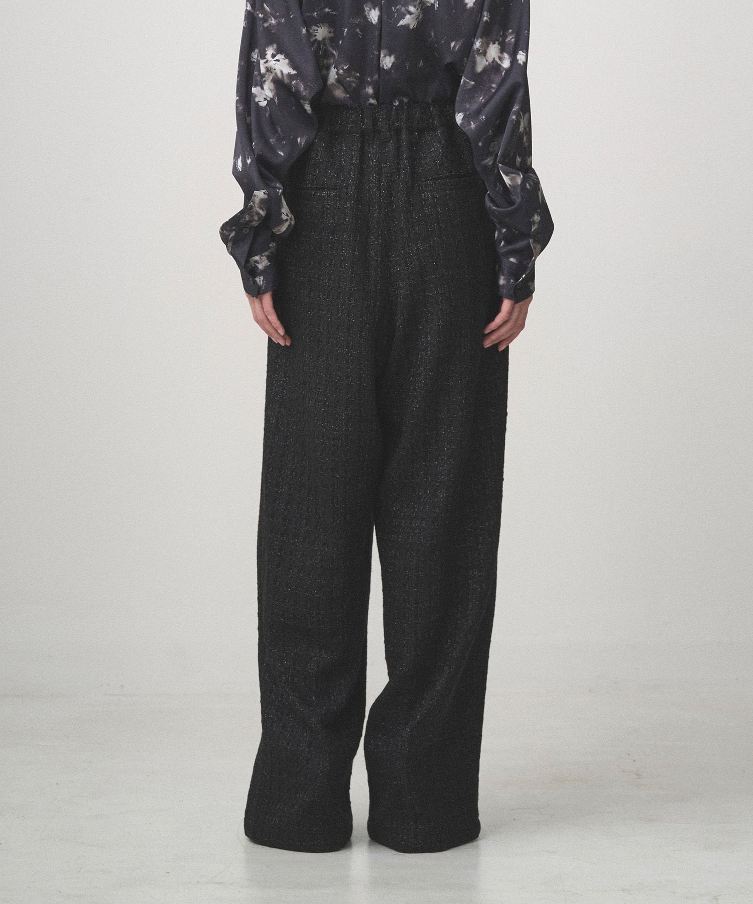 2TUCK WIDE SUMMER TWEED PANTS（BLACK）