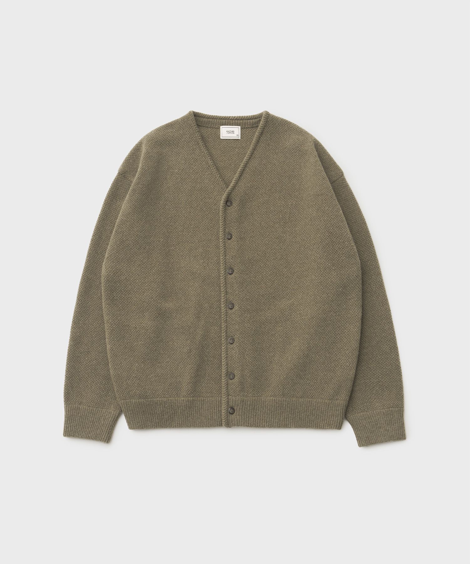 Moss Stitch V-Neck Cardigan（Olive）