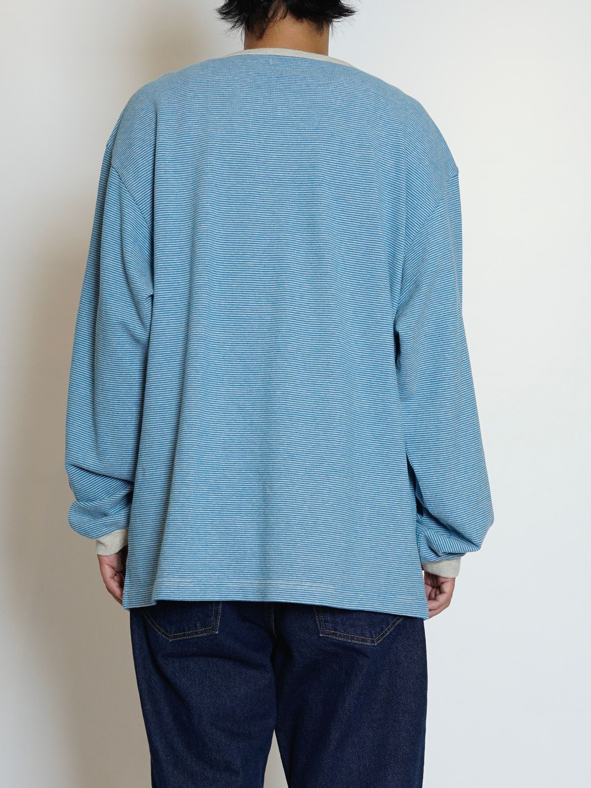 V NECK L/S TSHIRTS（BLUE）