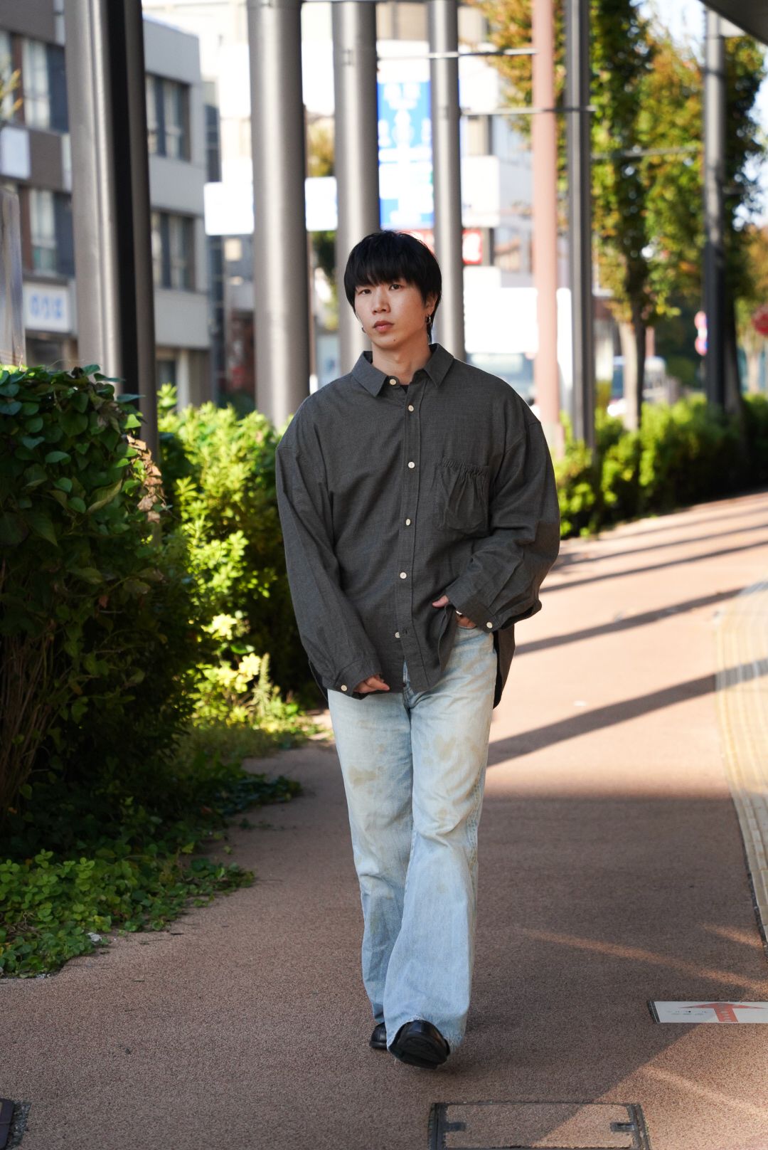 refomed - WRIST PATCH WIDE SHIRT 