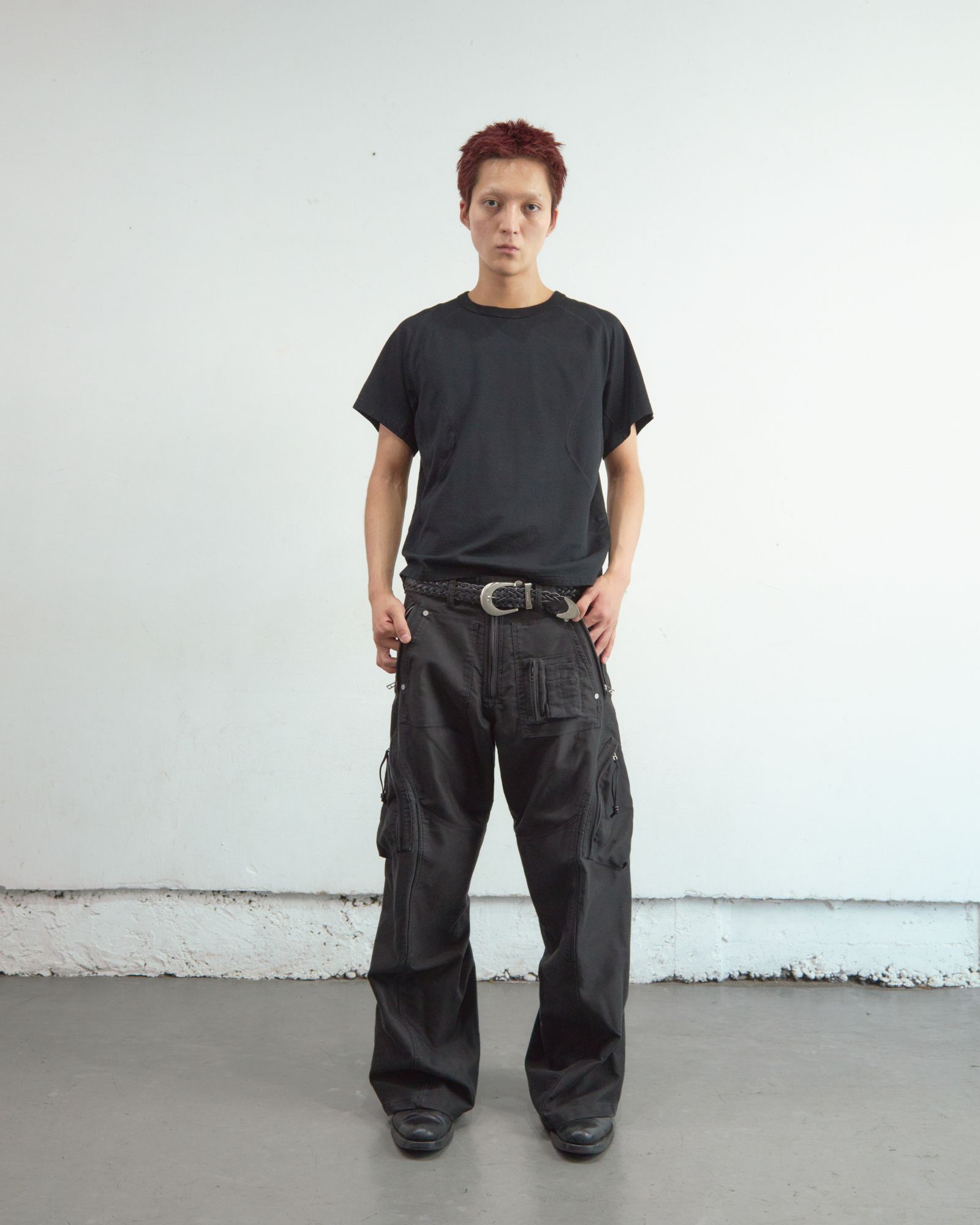 PANELLED HALF SLEEVE T-SHIRT（BLACK）