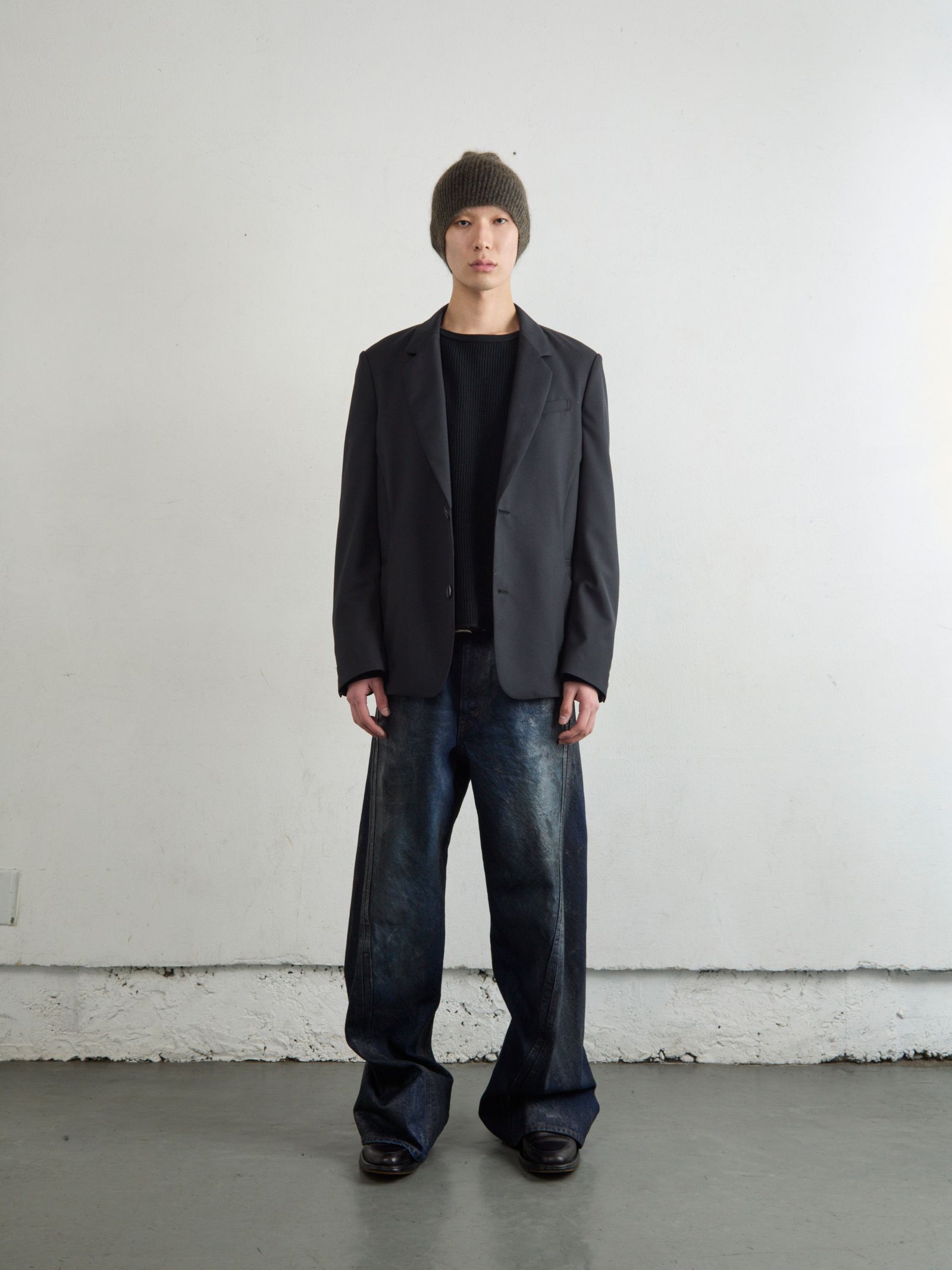3D TWISTED WIDE LEG JEANS / デニムパンツ / LUSTER COATED DARK INDIGO