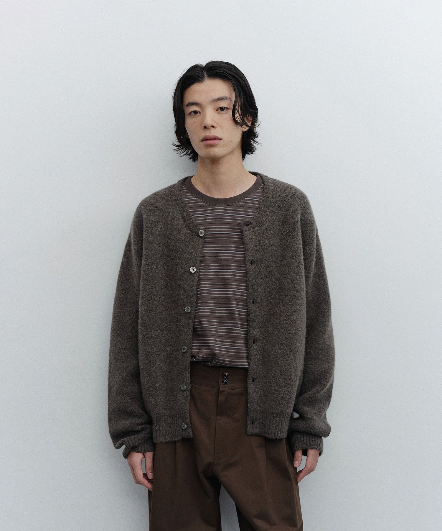 Current Alpaca Roundneck Cardigan（BASALT）