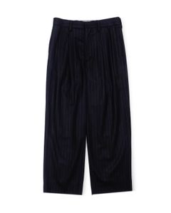 WOOL 2 TUCK TROUSERS（NAVY STRIPE）