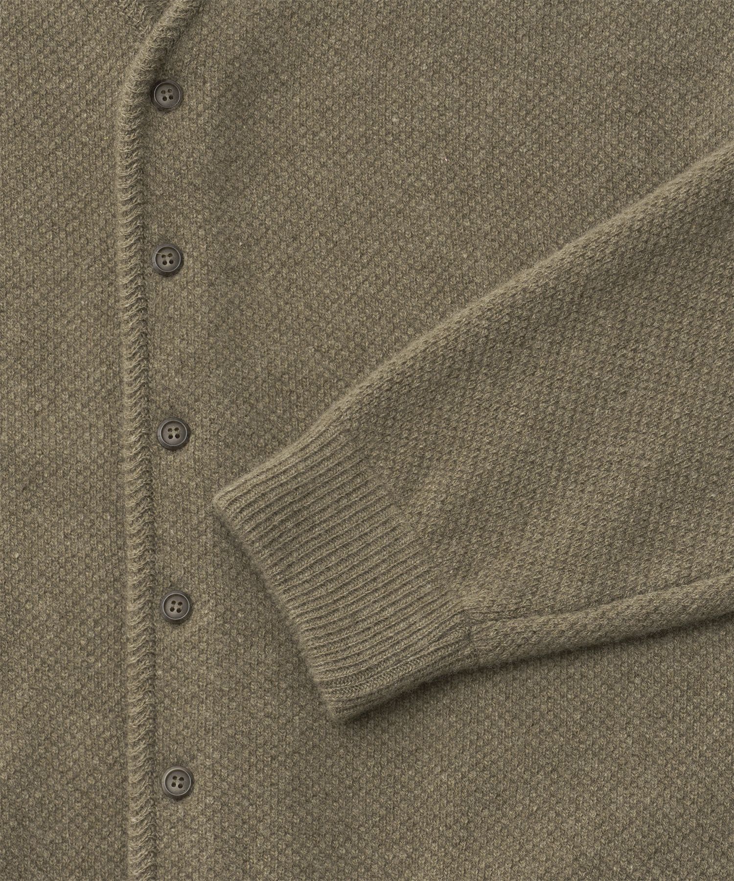 Moss Stitch V-Neck Cardigan（Olive）