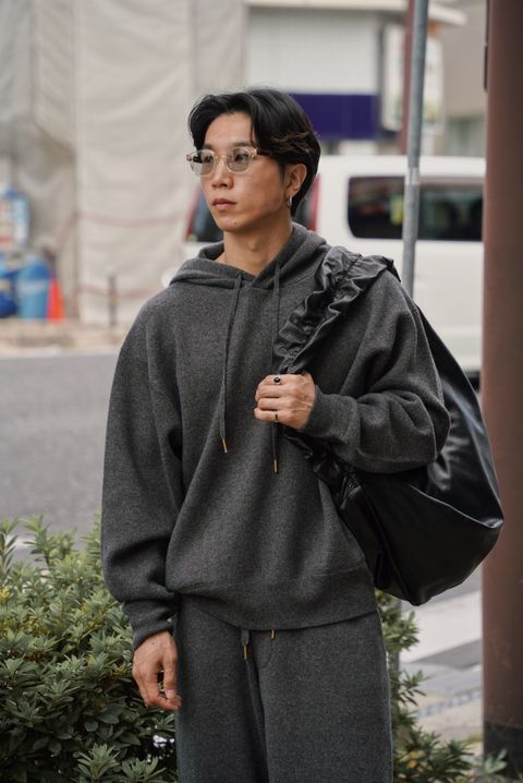 MEIAS WOOL CASHMERE HOODIE PO （T.GRAY）