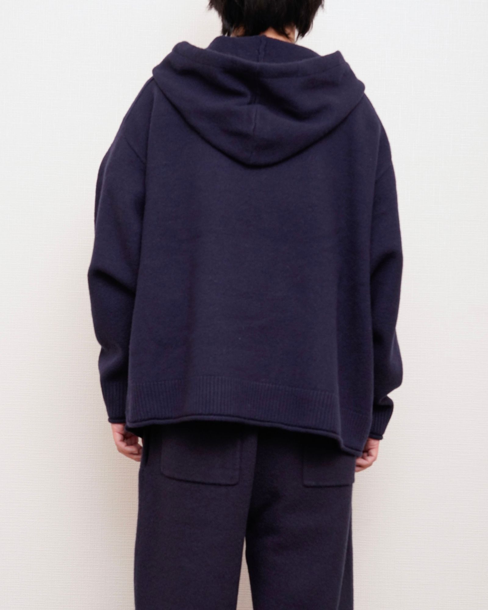 FELTED MERINO WOOL FOODIE KNIT（NAVY）