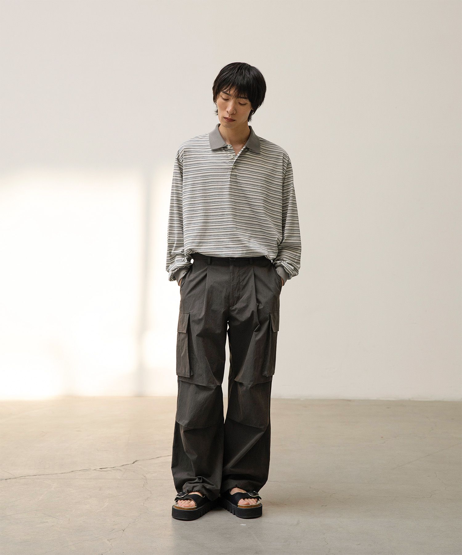 Brief Stripe Rugby TEE(LIGHT KHAKI)