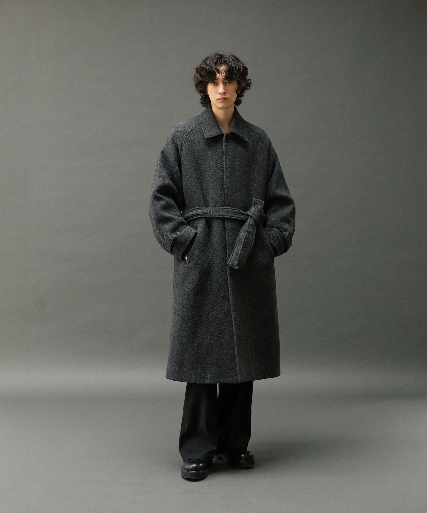 Torre Italian Wool Belted Coat（Charcoal）