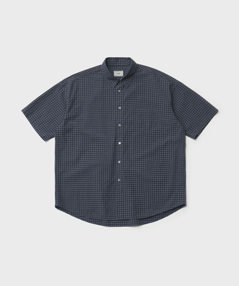 Huge Gingham Check Shirt（DUSTY INDIGO）