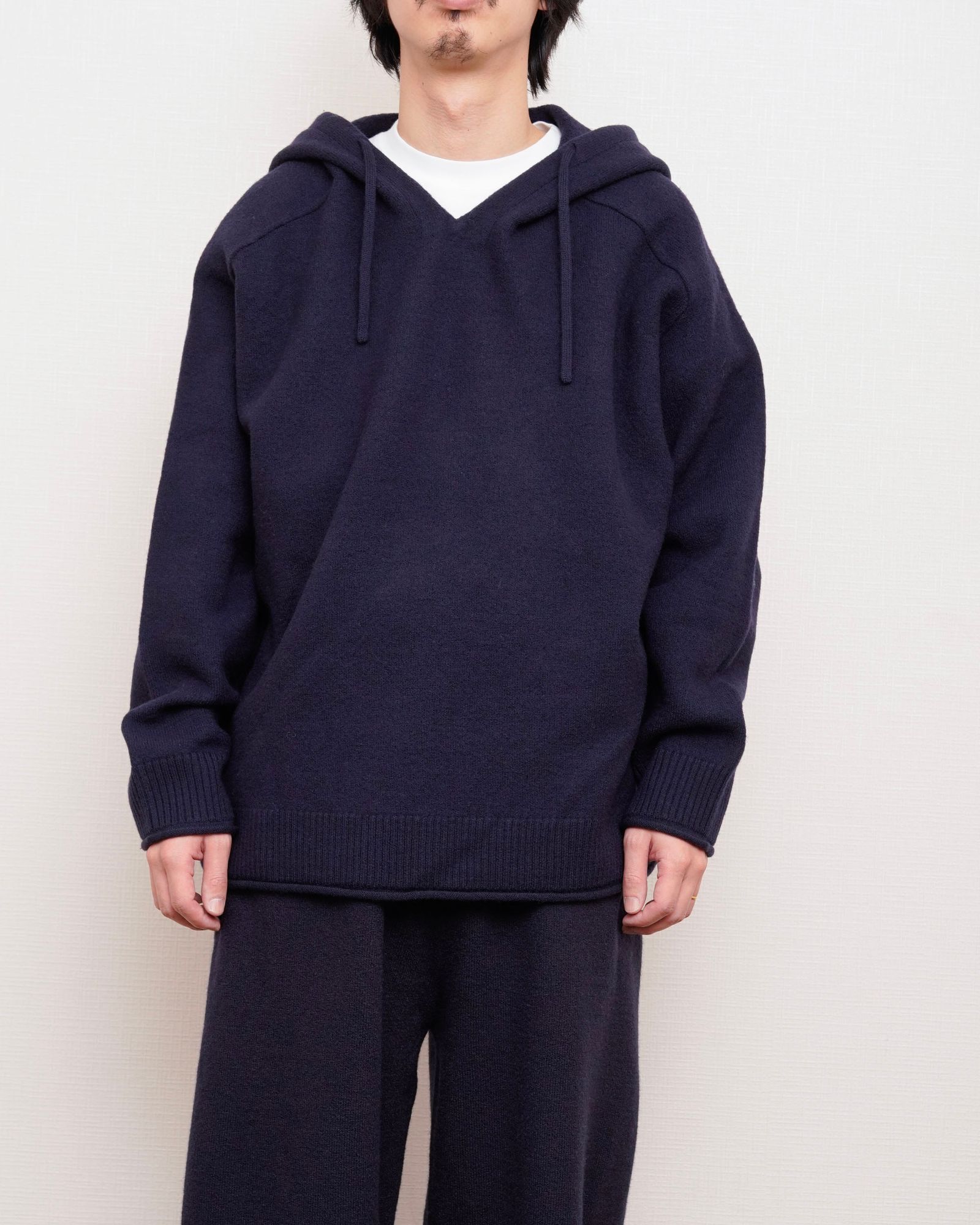 FELTED MERINO WOOL FOODIE KNIT（NAVY）