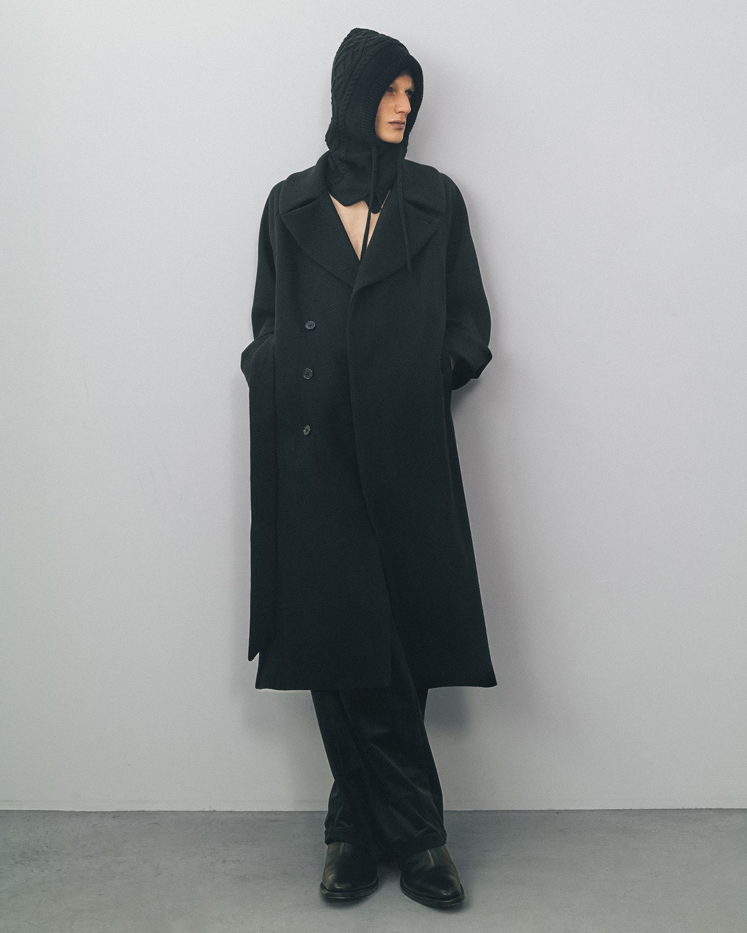 BELTED OVER COAT（BLACK）