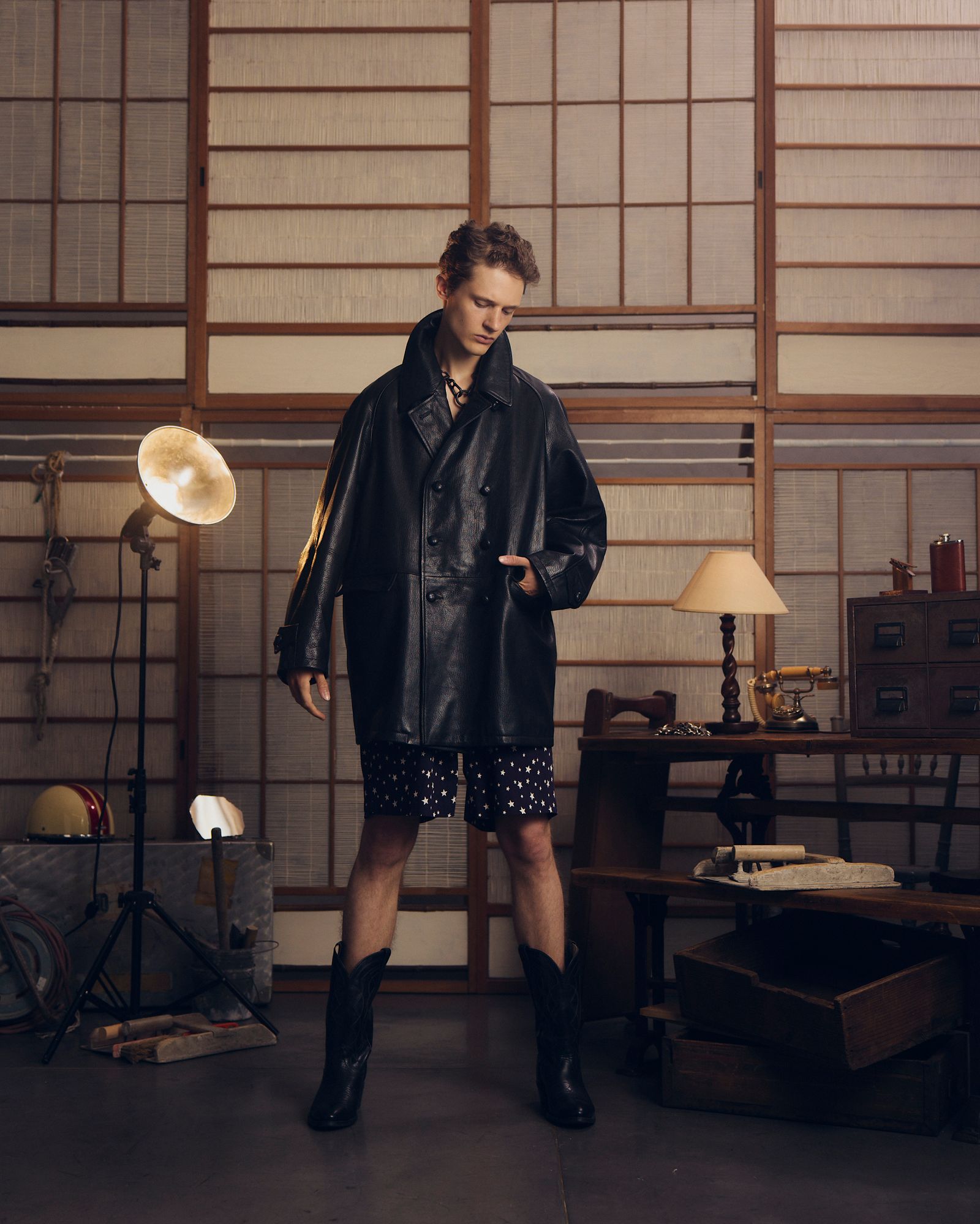 CCU LEATHER FORMAN COAT（BLACK）