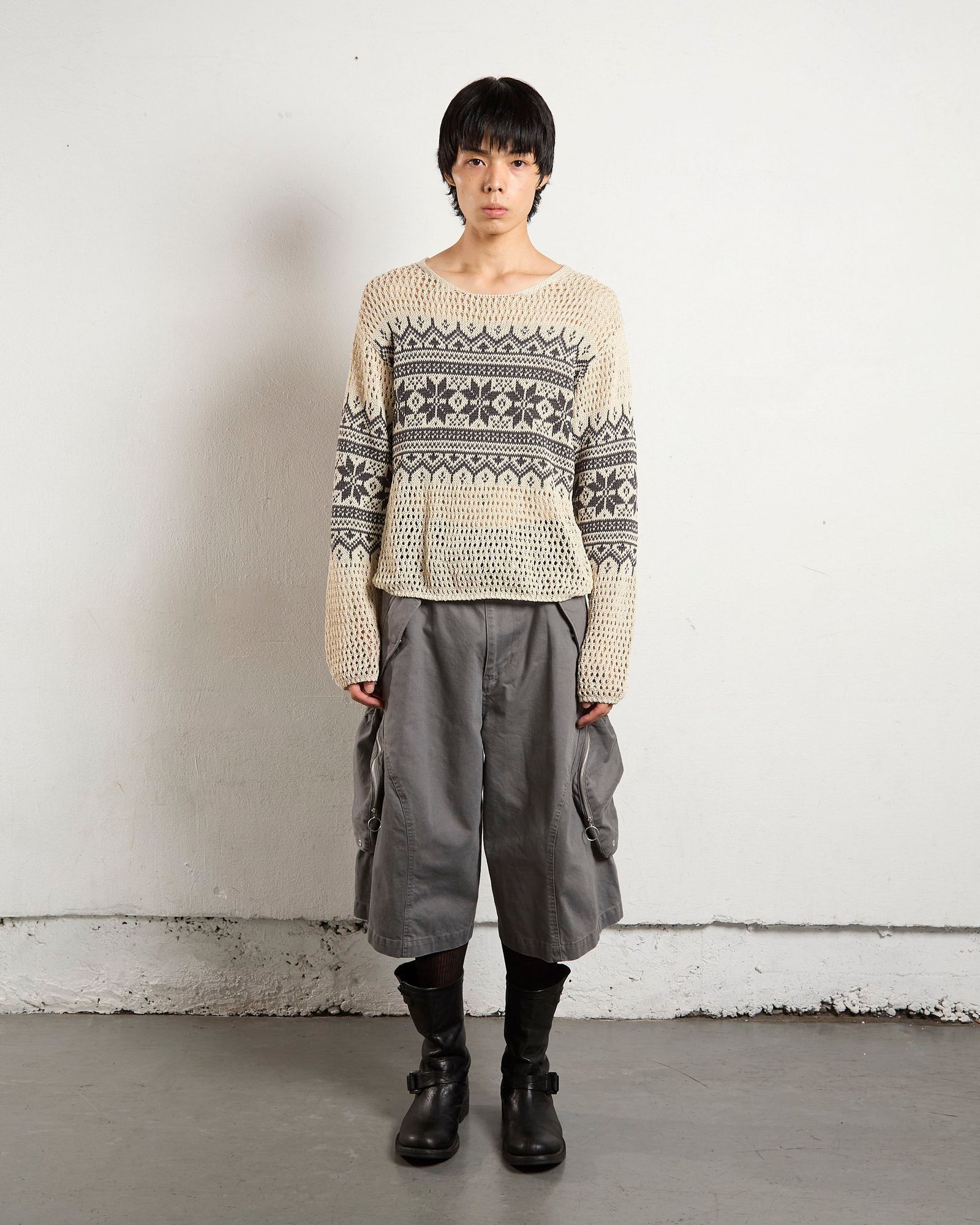 NVRFRGT(ネヴァーフォーゲット)NORDIC JACQUARD OPEN KNITTED