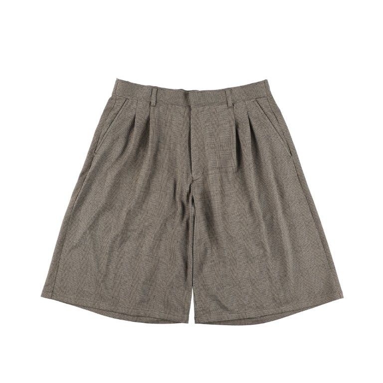 28G Loop Yarn Glen Check Shorts（BEIGE）