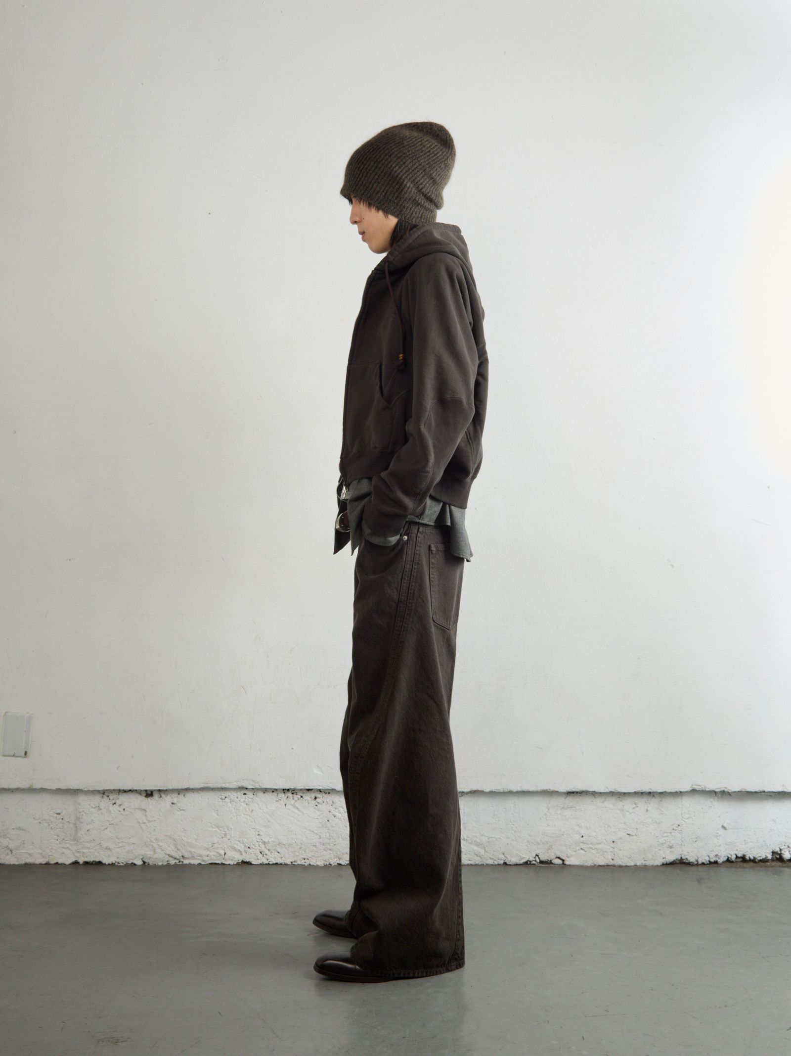 PANELLED ZIP UP HOODIE（BROWN）