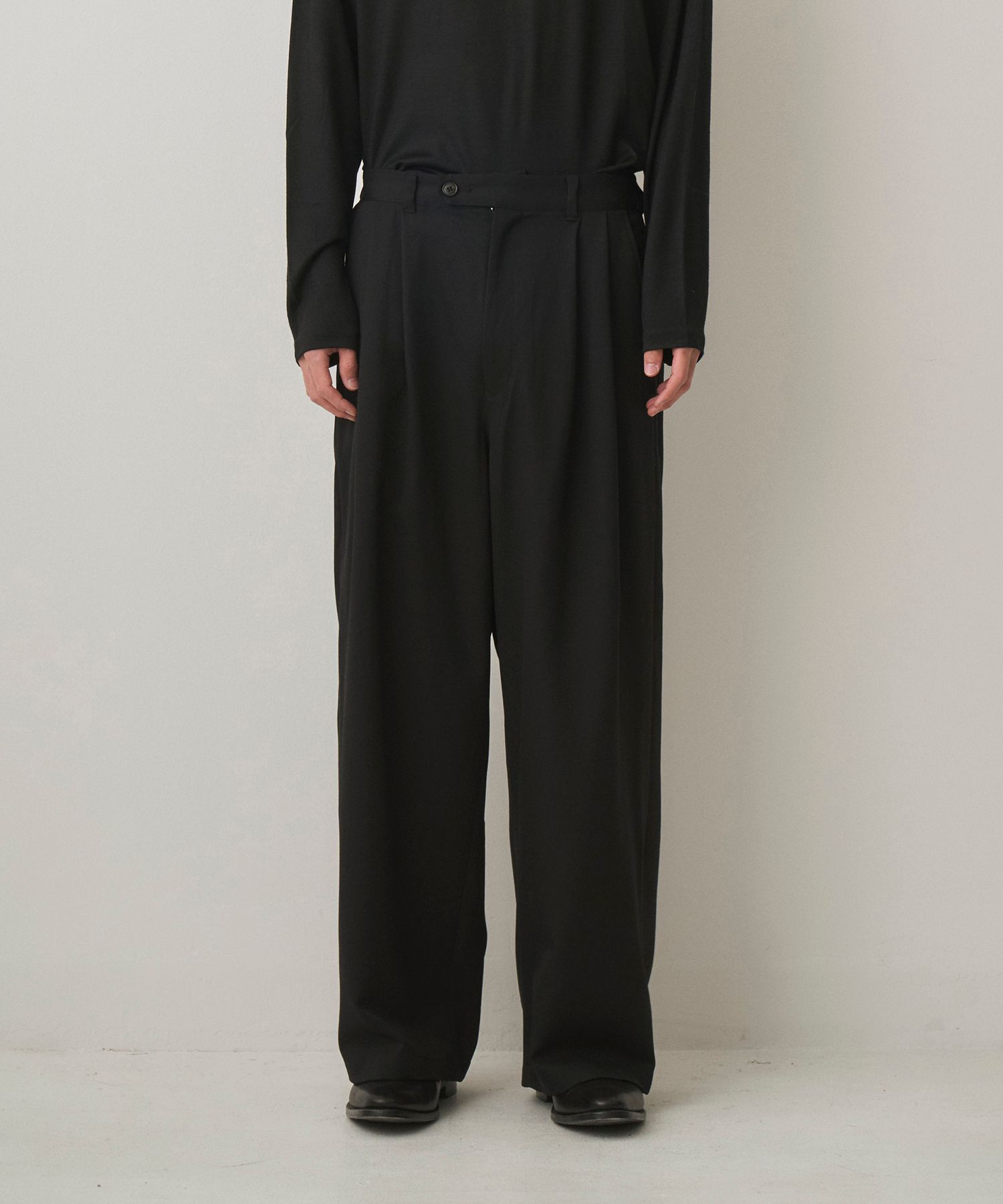 2TUCK WIDE EASY PANTS（BLACK）