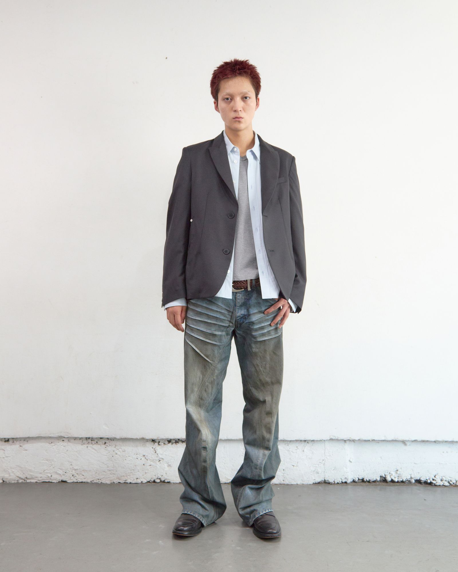 3.8 C LEATHER MESH BELT（BROWN）