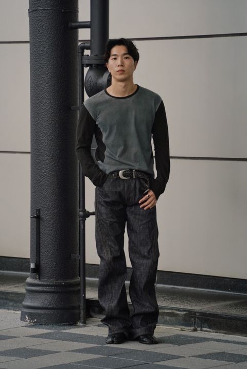 NVRFRGT DIRTY DYED LONG SLEEVE BASEBALL T-SHIRT (MIDNIGHT)