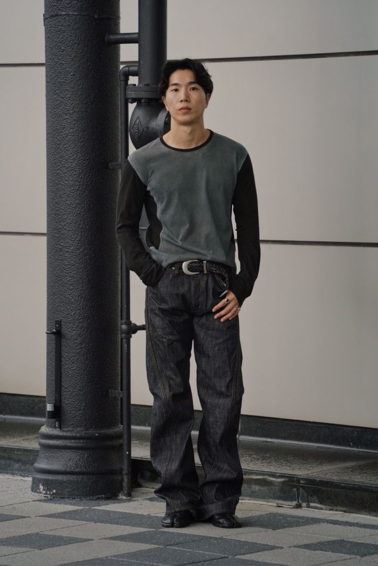 NVRFRGT DIRTY DYED LONG SLEEVE BASEBALL T-SHIRT (MIDNIGHT)